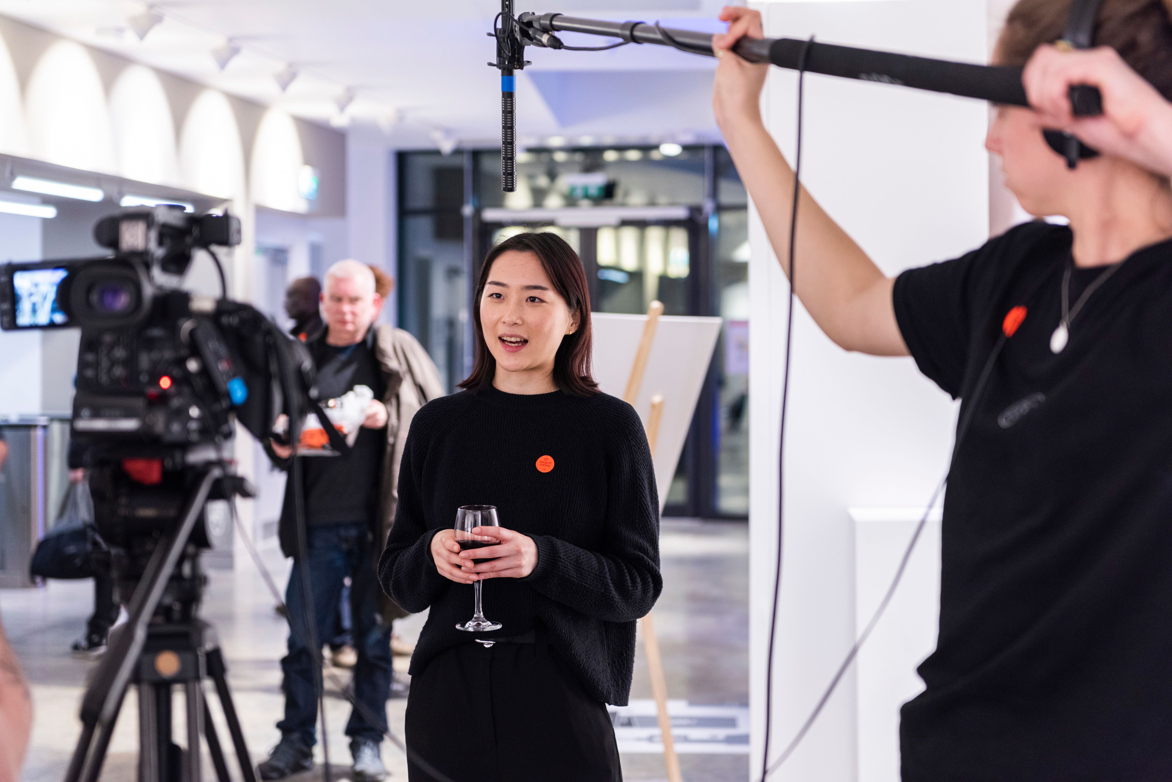 Behind the scenes launch event staff working