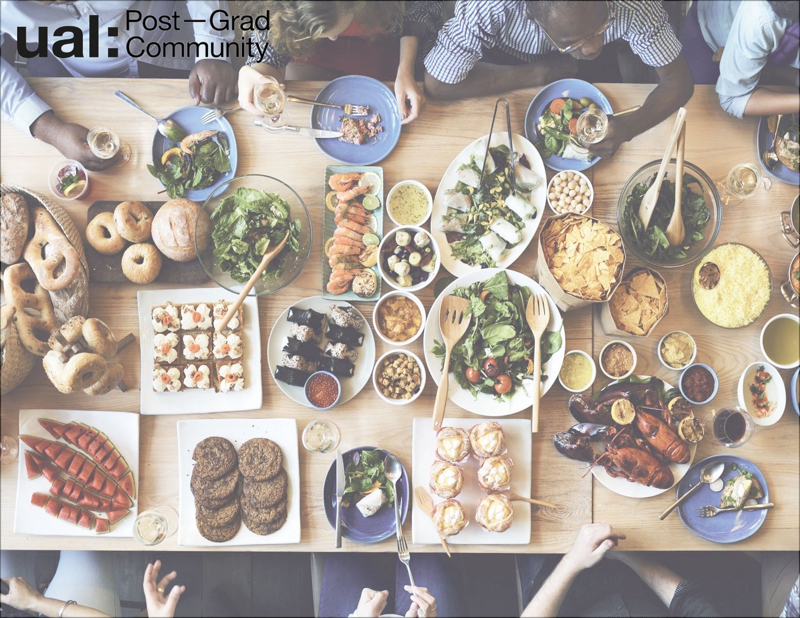 A group meal from a birds-eye view