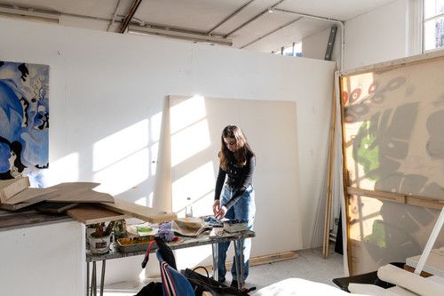 Student working in studio, Chelsea College of Arts, Ana Blumenkron