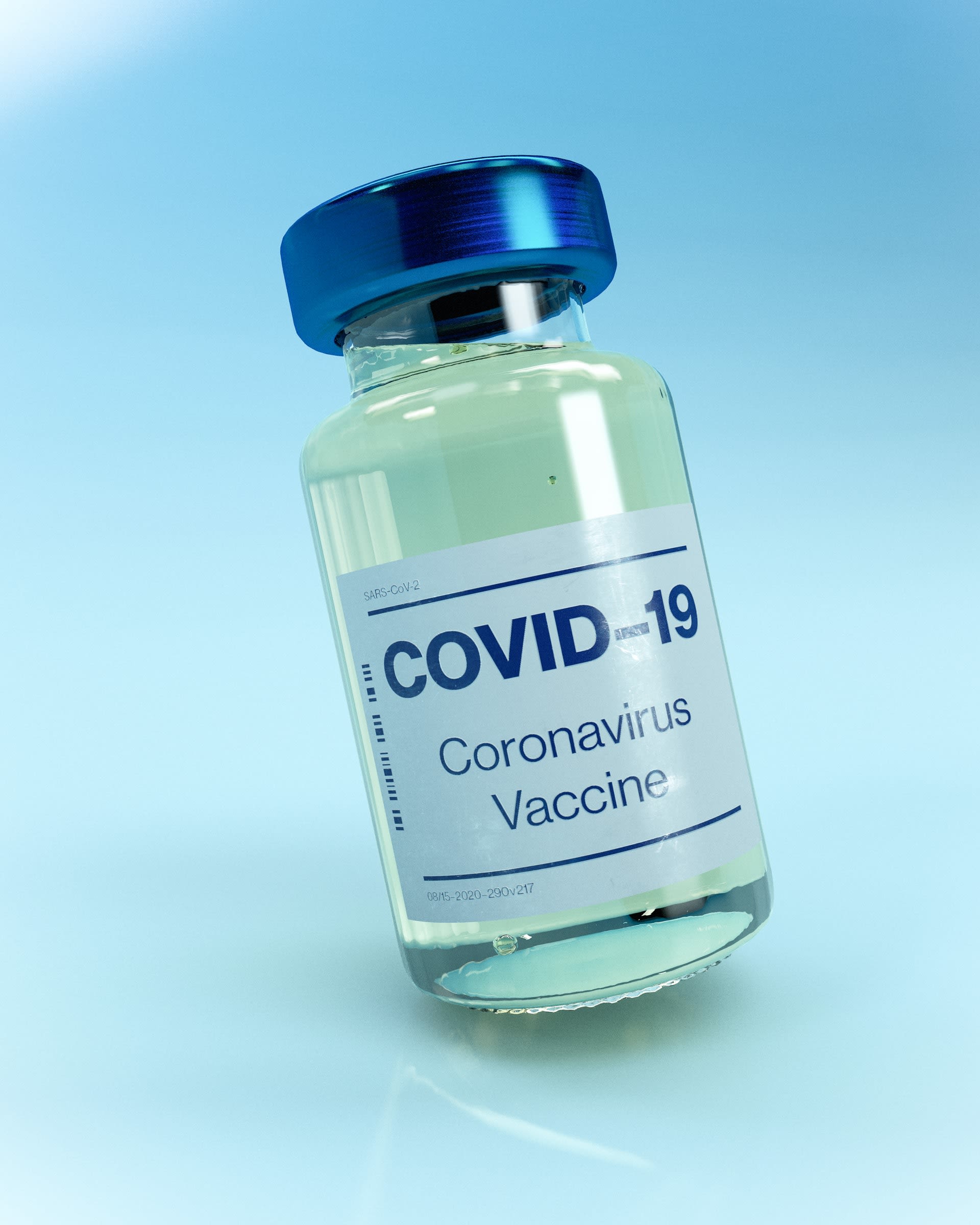 Covid-19 Vaccine Bottle Mockup with a blue lid