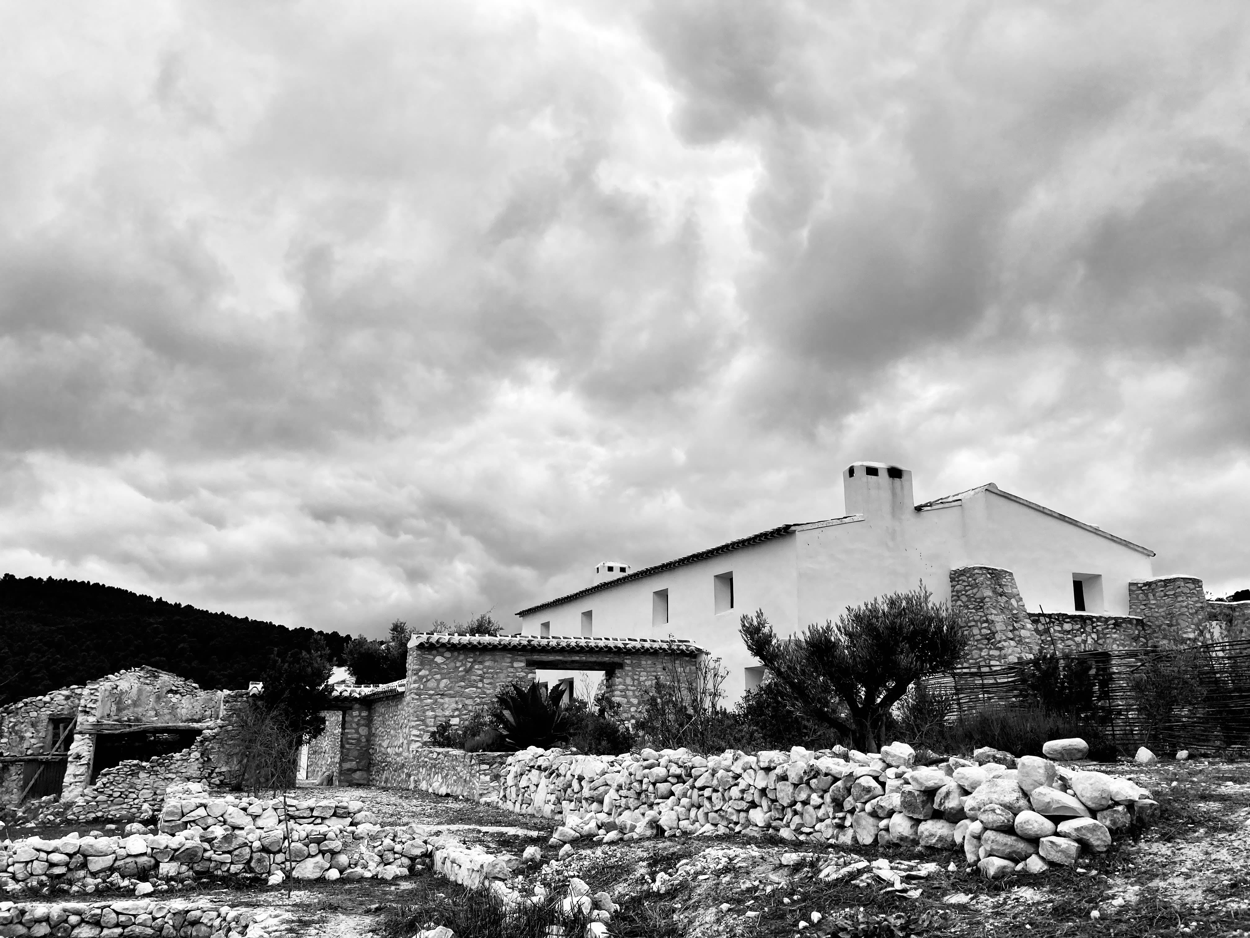 spanish landscape black and white