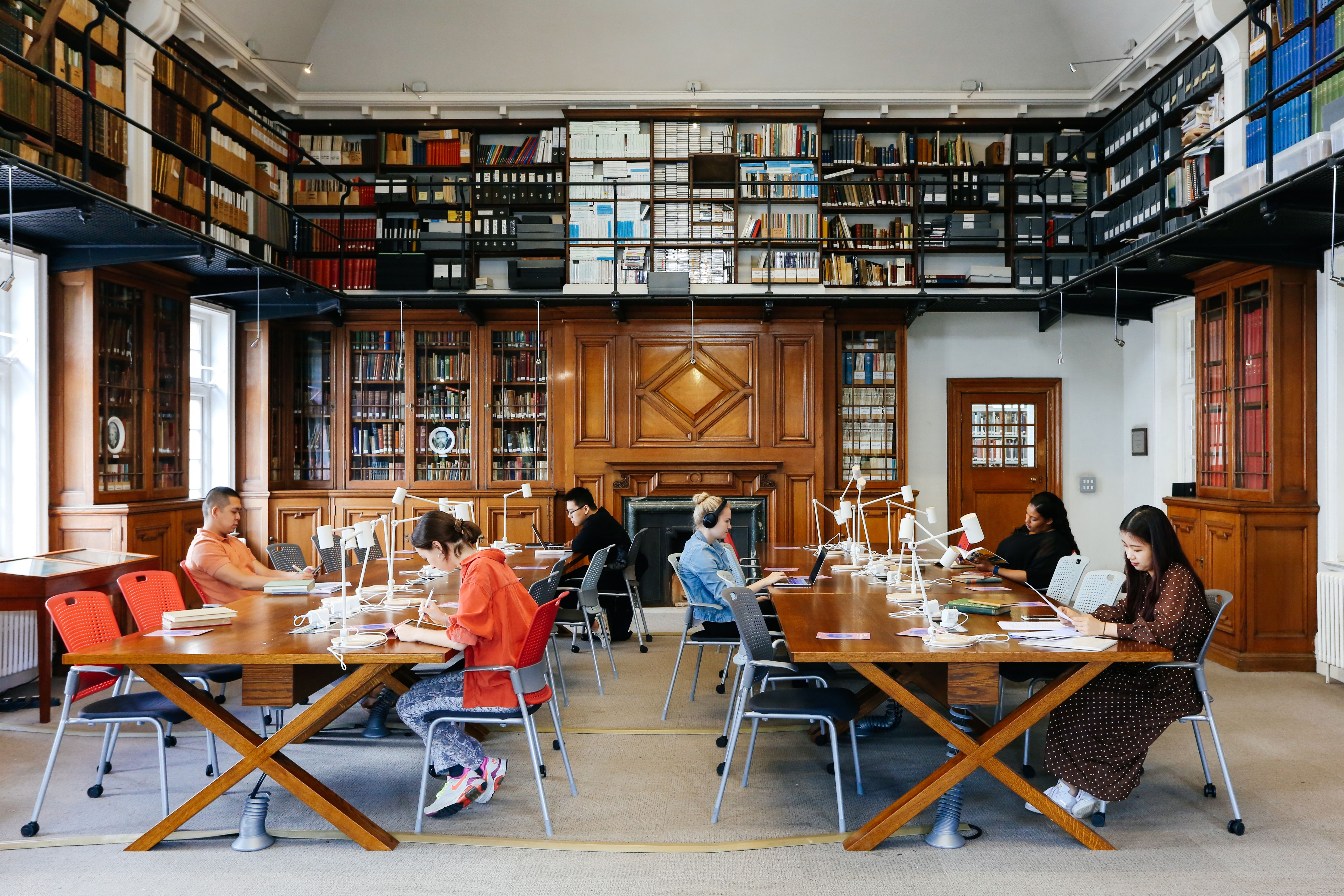 Students studying in the librray