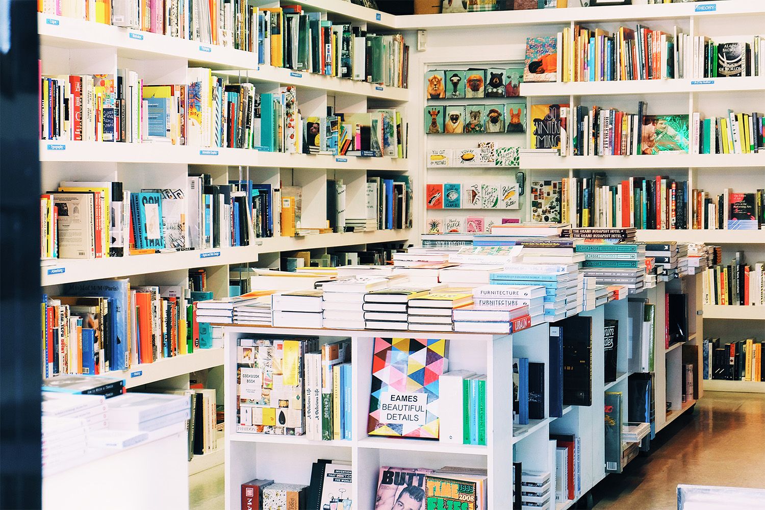 Image of bookshelves with selection of colourful books
