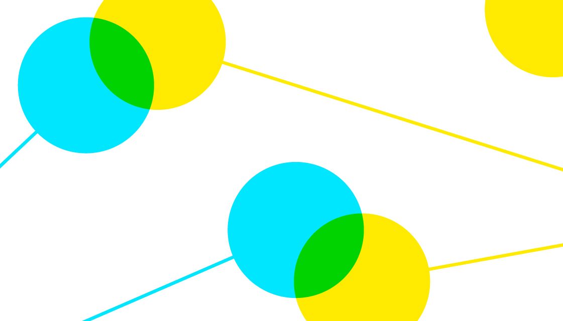 Yellow and blue interconnected circles