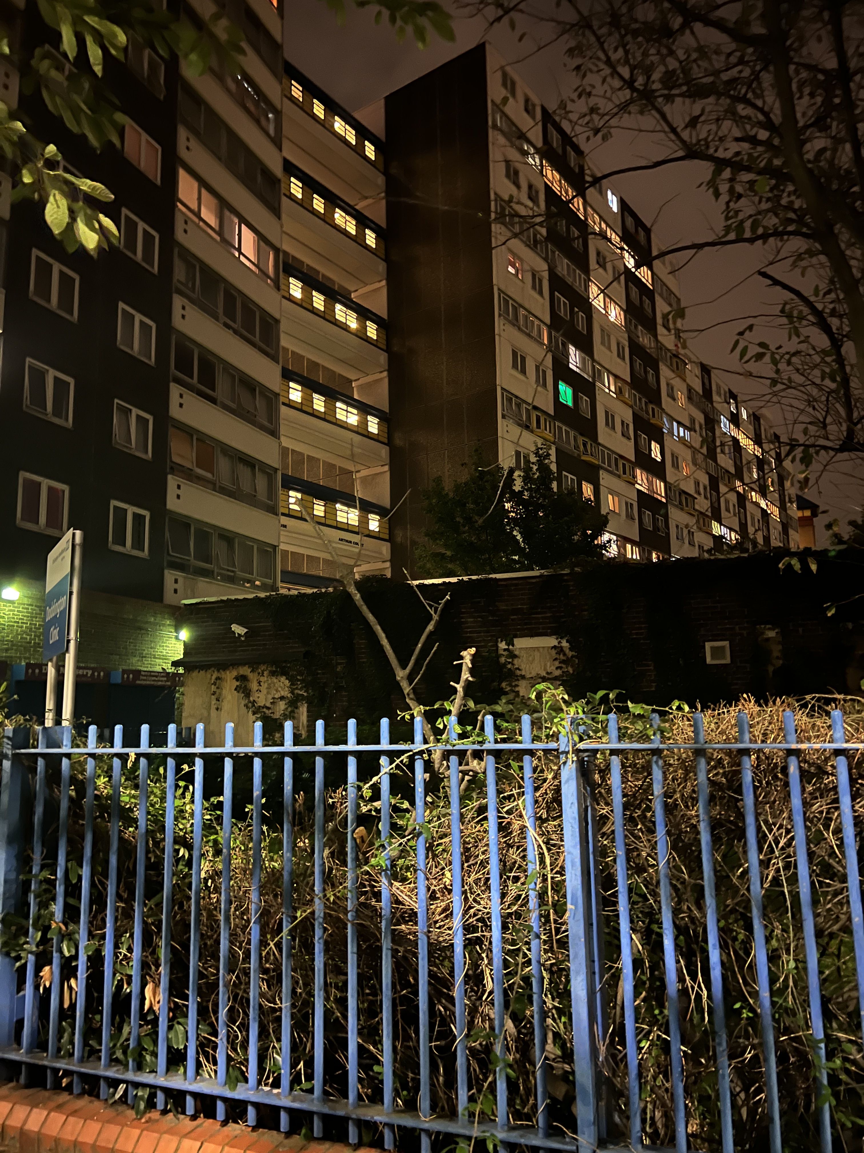 Image of Doddington and Rollo tower blocks at night