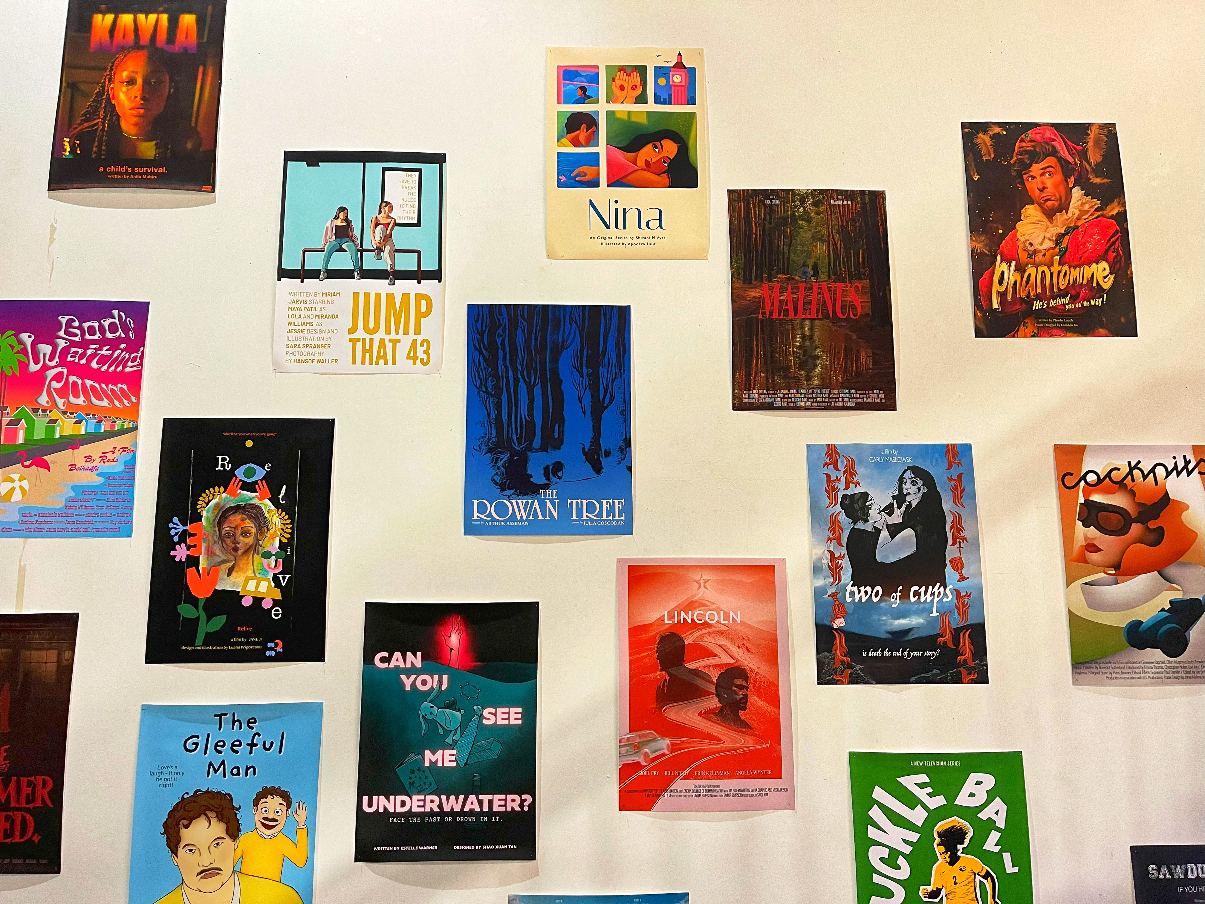 posters displayed on wall