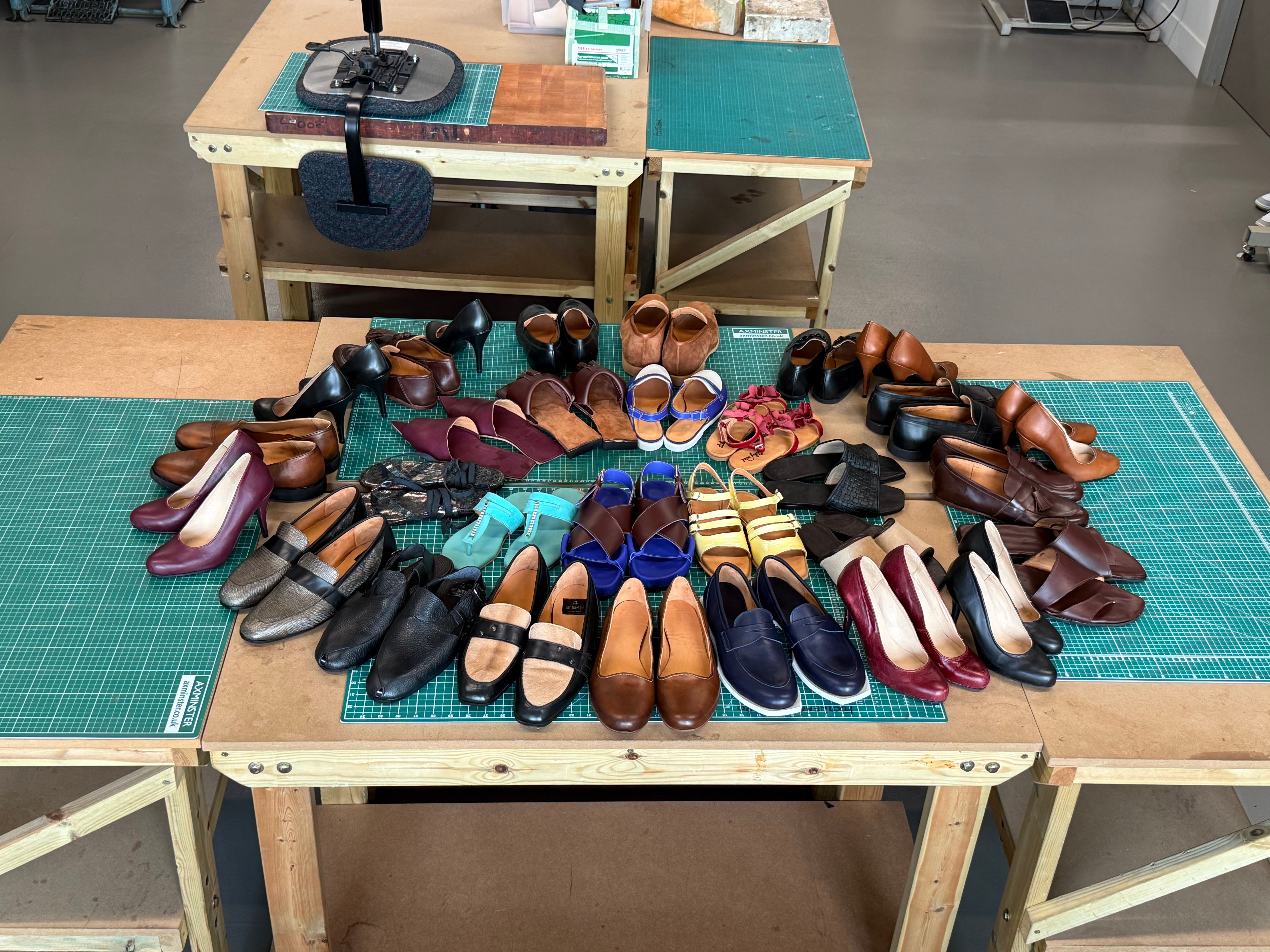 Showcase of shoes made on the Footwear Summer School Short Course