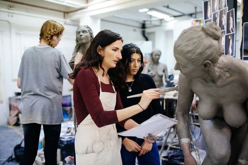 Sam Dawood working on a clay model in the Studio, Undergraduate (BA), BA (Hons) Technical Arts & Special Effects, Copyright: Alys Tomlinson
