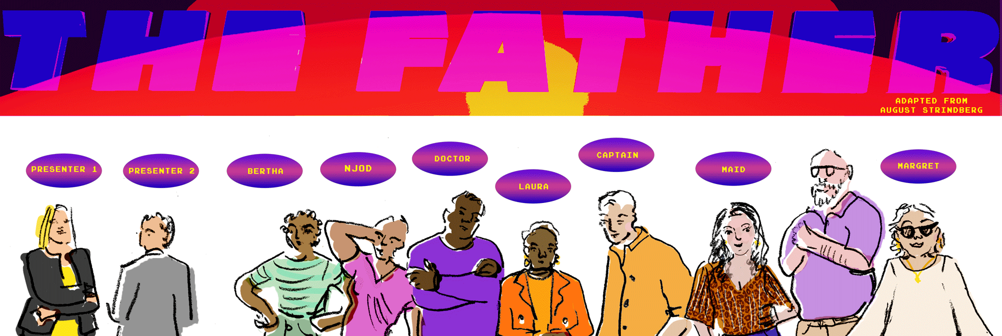 Sketch up of characters playing as contestants in the gameshow