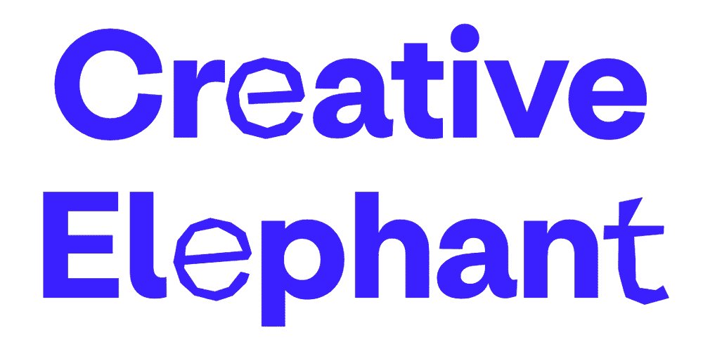 An animated typographic gif which reads 'Creative Elephant'. 