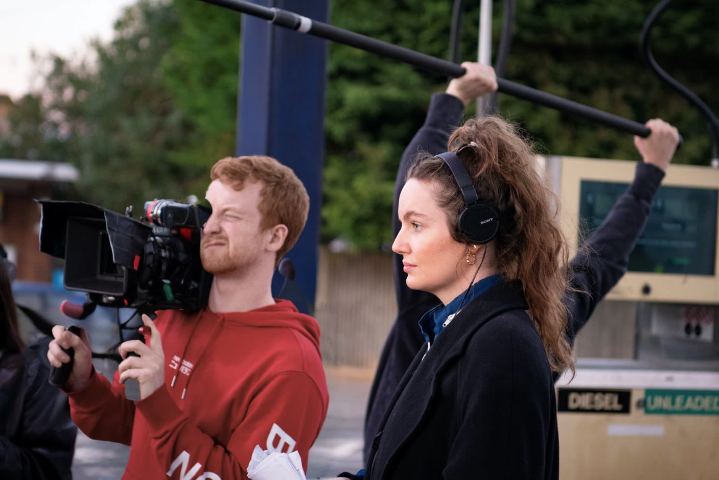 Two people on a film set 