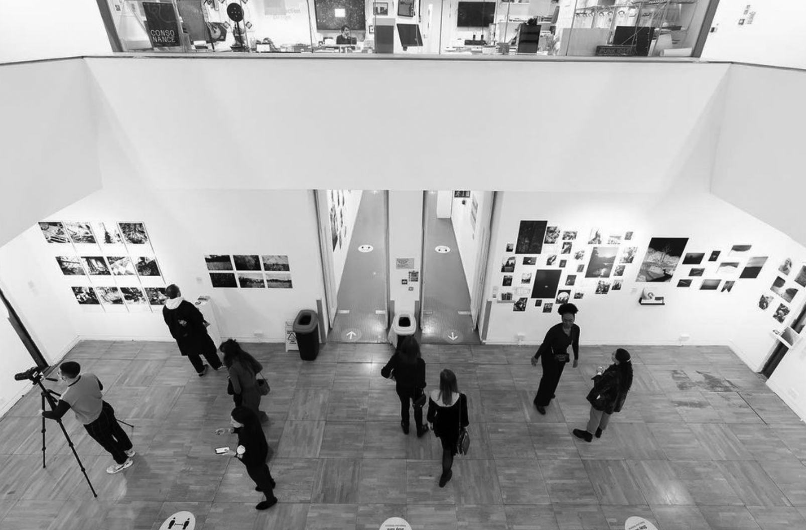 image of gallery exhibition install from above