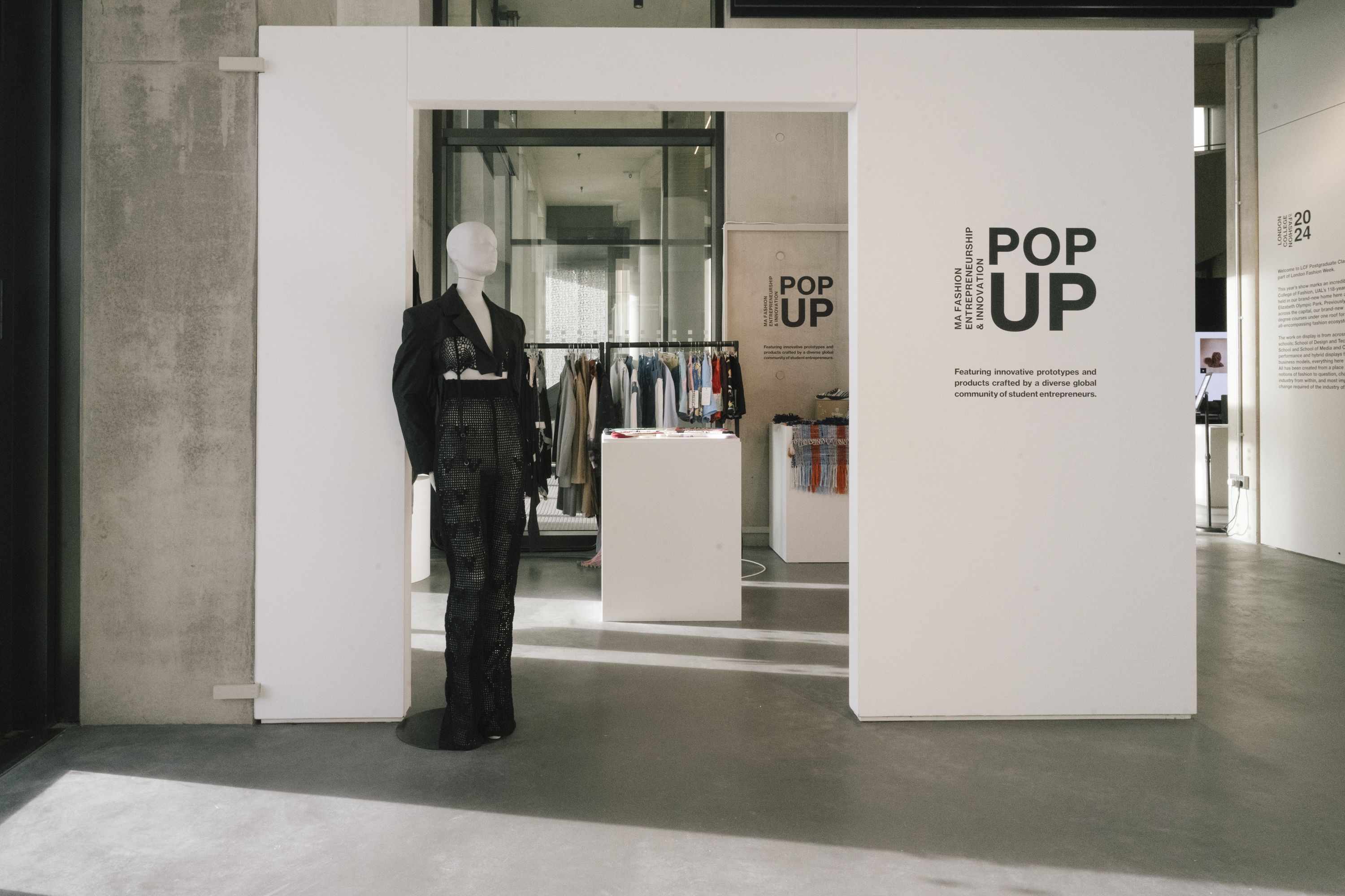 A curated pop up shop with mannequin