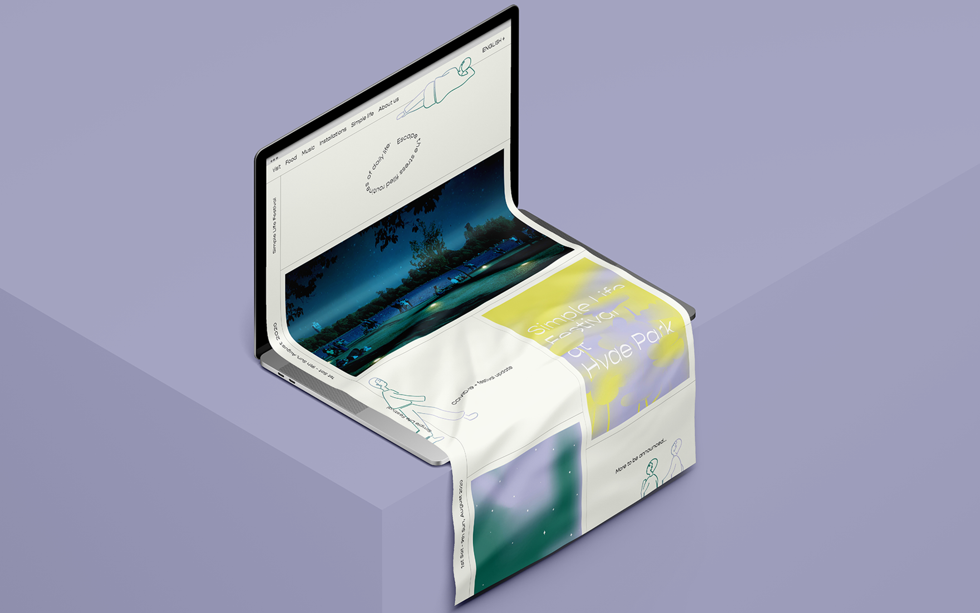 Lilac background with graphic of laptop that melts into paper.