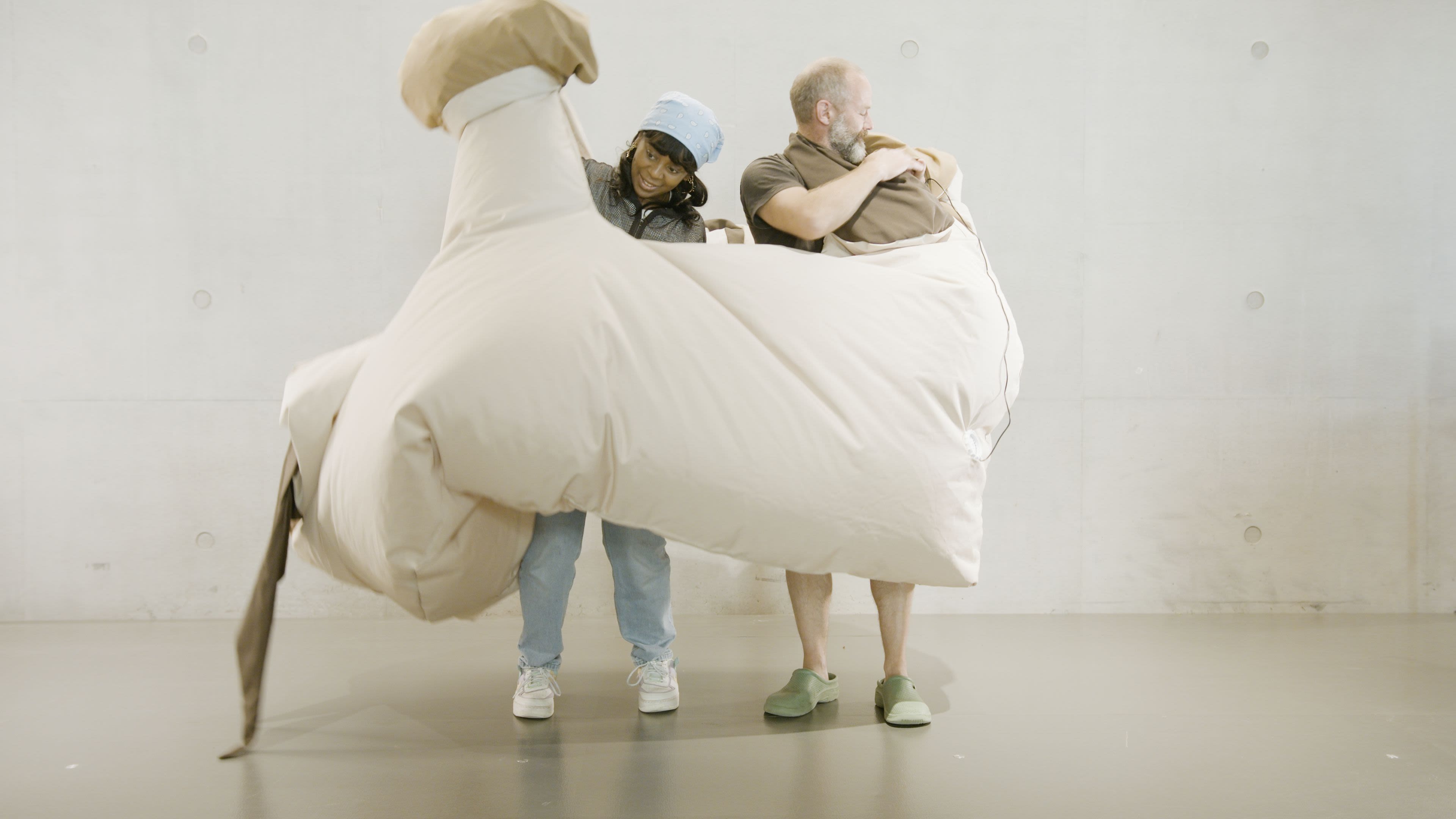 models wearing inflatable garments