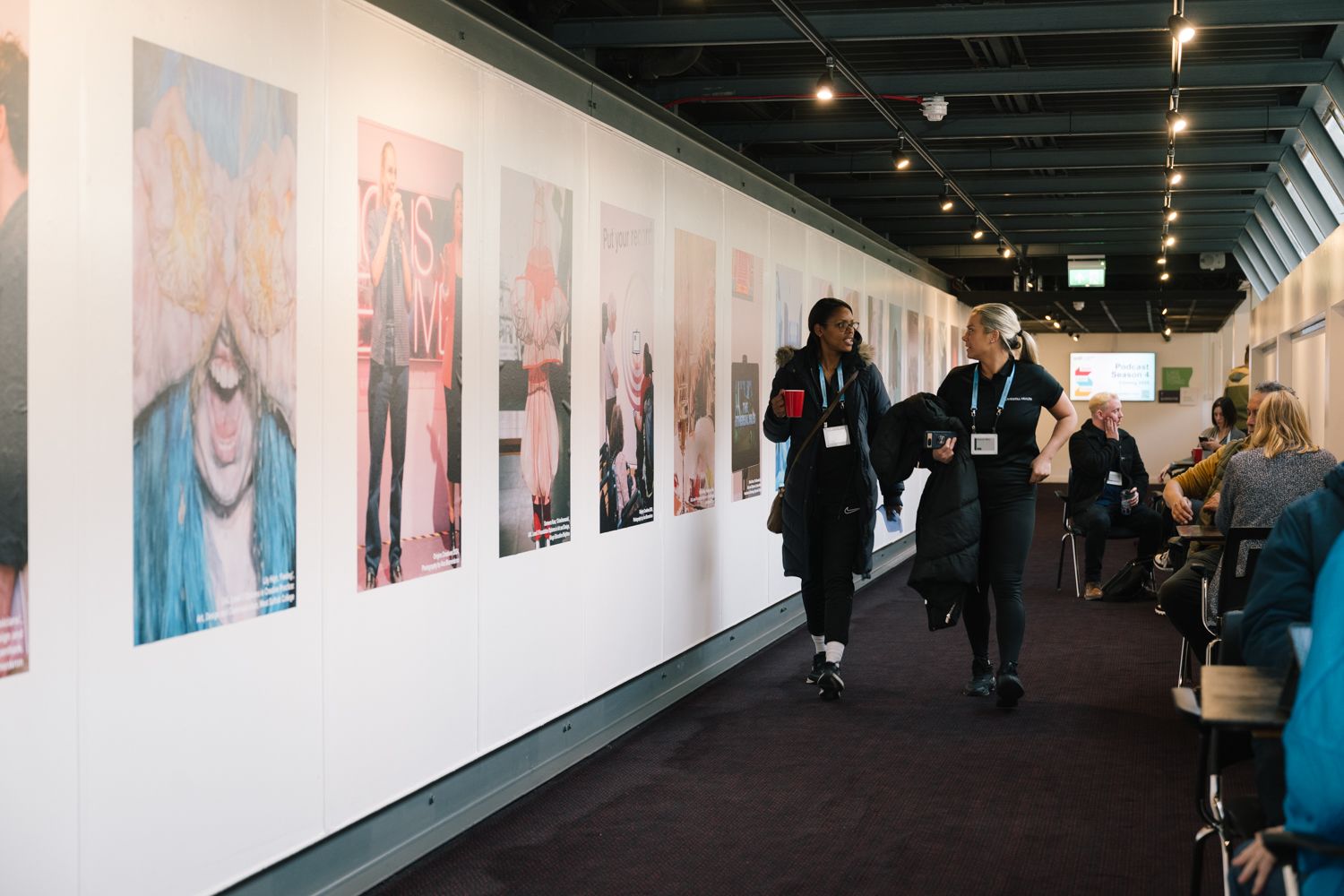 Guests walking down corridor at venue