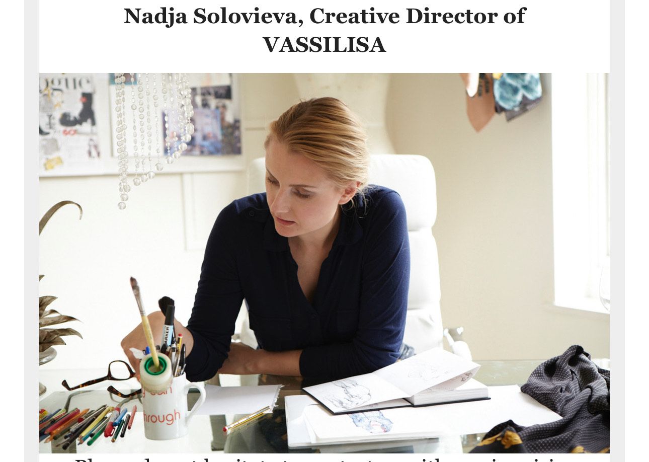 Portrait of designer Nadja drawing something in her studio