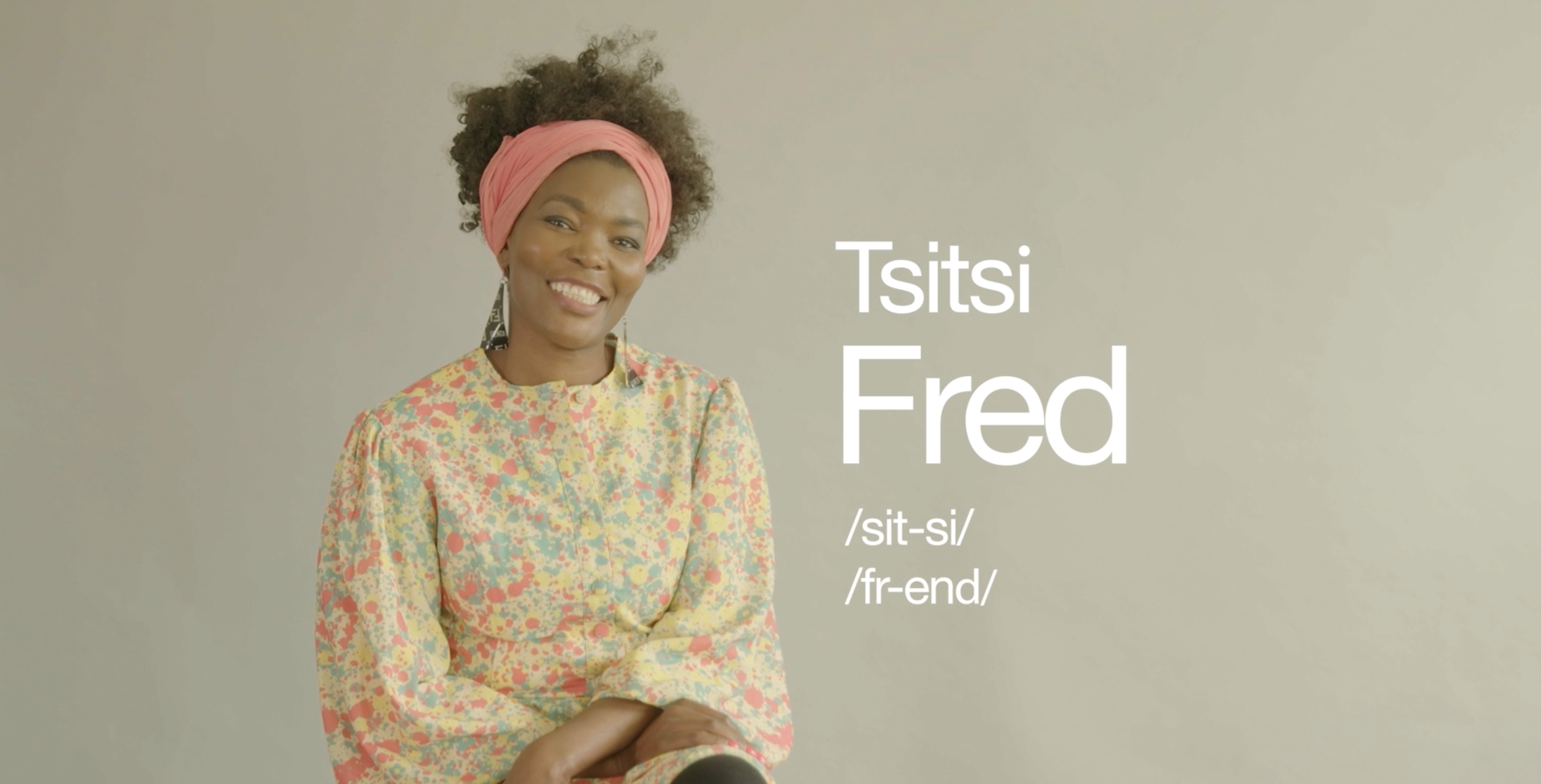 A still taken from 'Let Me introduce Myself' with Lecturer in Fashion Textiles Knit Creative, Tsitsi Fred. A short film by Sachan Popo-Williams featured in the Fashion Space Gallery Exhibition, Melanin Modalities in Fashion and Culture.