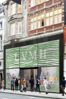 A mock up of the facade of the winning team's Green Store concept for the LVMH student project
