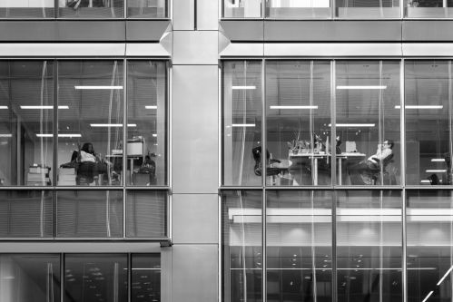 a view into offices through windows