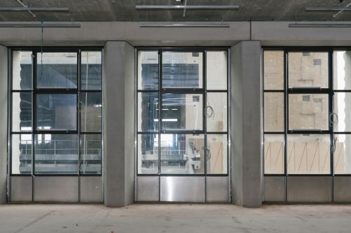 Inside view of LCF's new building on East Bank, Queen Elizabeth Olympic Park in Stratford. Photography by Ana Blumenkron.