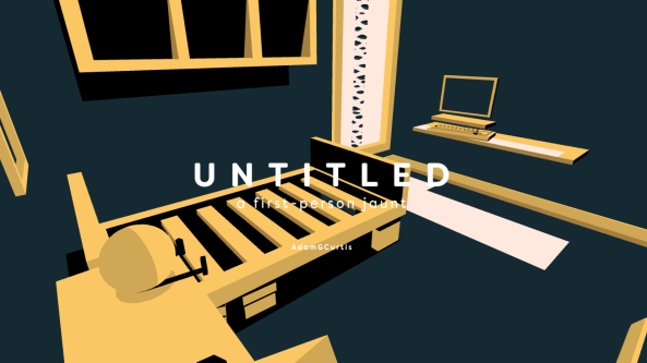 Illustration of bedroom made of blue and orange shapes