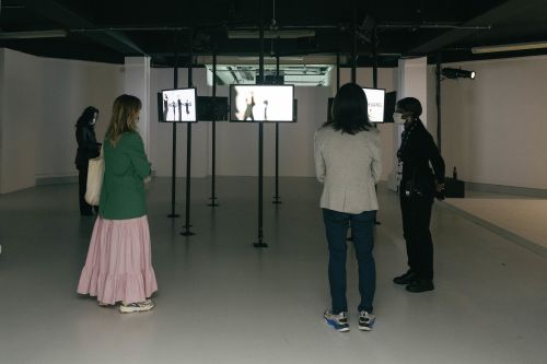 People watching screens