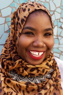 Woman wearing hijab.