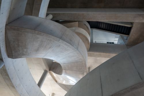 View of the insitu-concrete poured staircase inside LCF's new building. Photography by Tony Lall-Chopra, Technical Co-ordinator: Stratford D&D at LCF. 