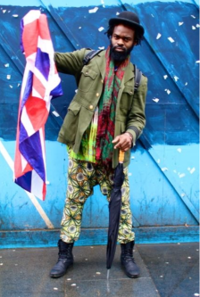 Man holding flag.