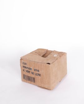 cardboard box artefact with french writing 