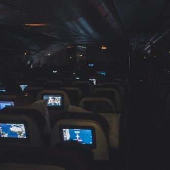 dark interior of plane