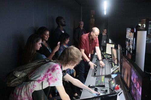 students playing with controls