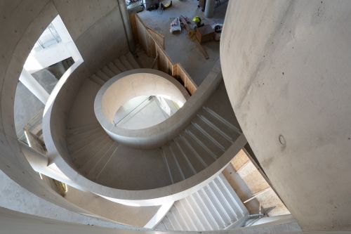 Insitu-concrete poured staircase inside LCF's new building. Photography by Tony Lall-Chopra, Technical Co-ordinator: Stratford D&D at LCF.