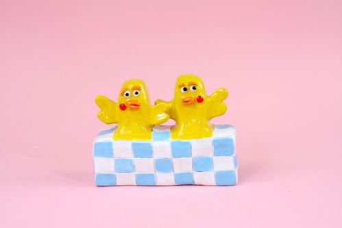 Two ceramic chicks 