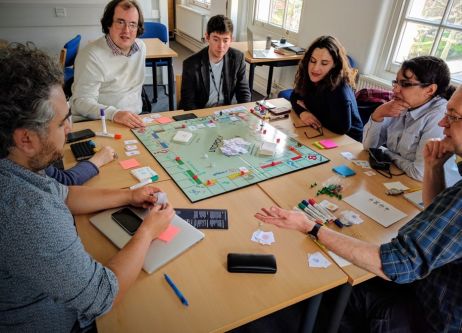 People playing a board game