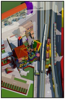 A colourful architectural drawing