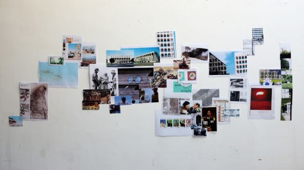 photographic collage on the wall