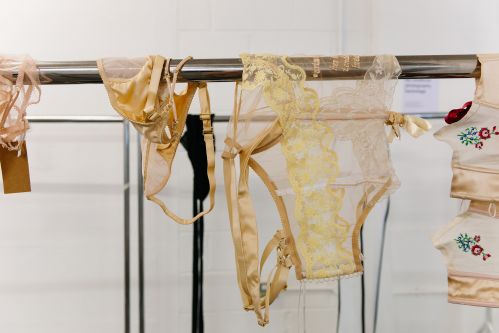 Lingerie hanging on a rail