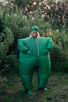 child wearing inflatable outfit