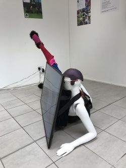 gallery installation with sculpture