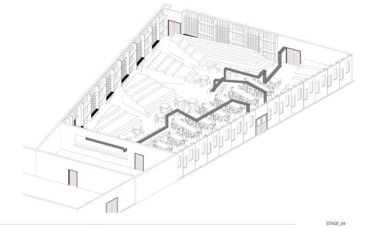 Isometric drawing of design proposal for new canteen.