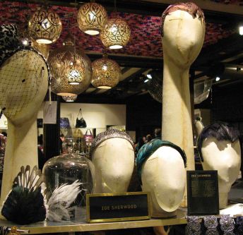 Collection of head pieces designed by Zoe on display in Liberty