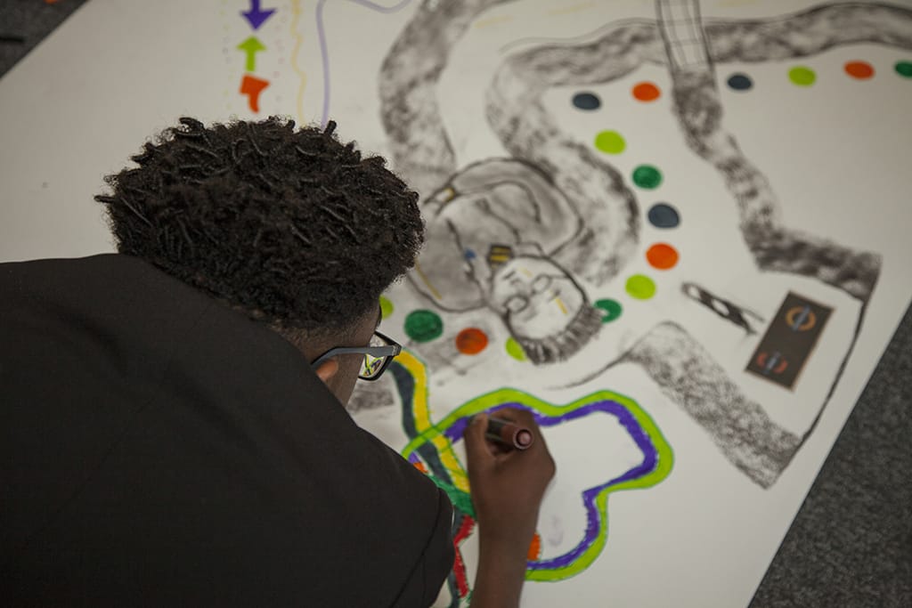 BA Drawing students workshop at Leytonstone School
