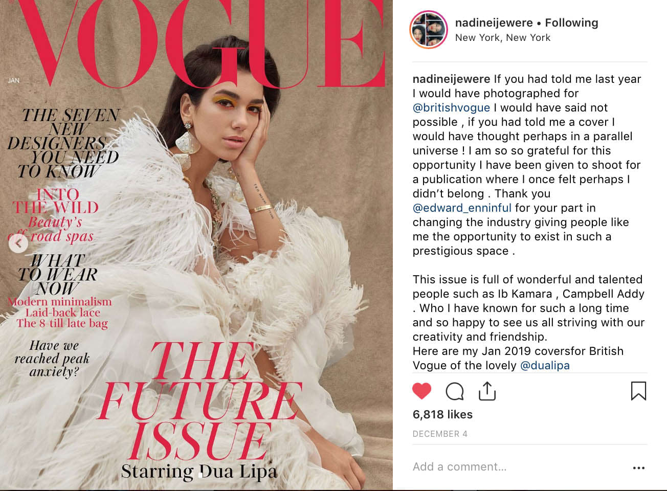 LCF alumna Nadine Ijewere makes history with British Vogue cover
