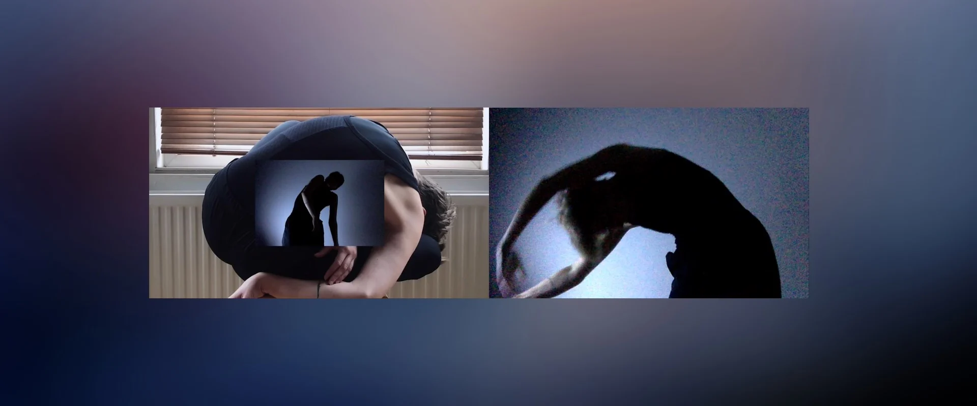 Composite images of a figure leaning in different poses
