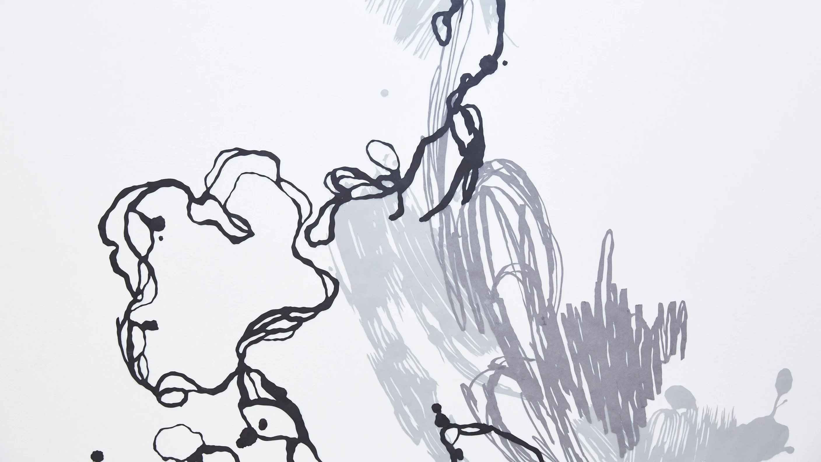 Abstract black and grey drawing by Meg Shipton - BA Fine Art Drawing.