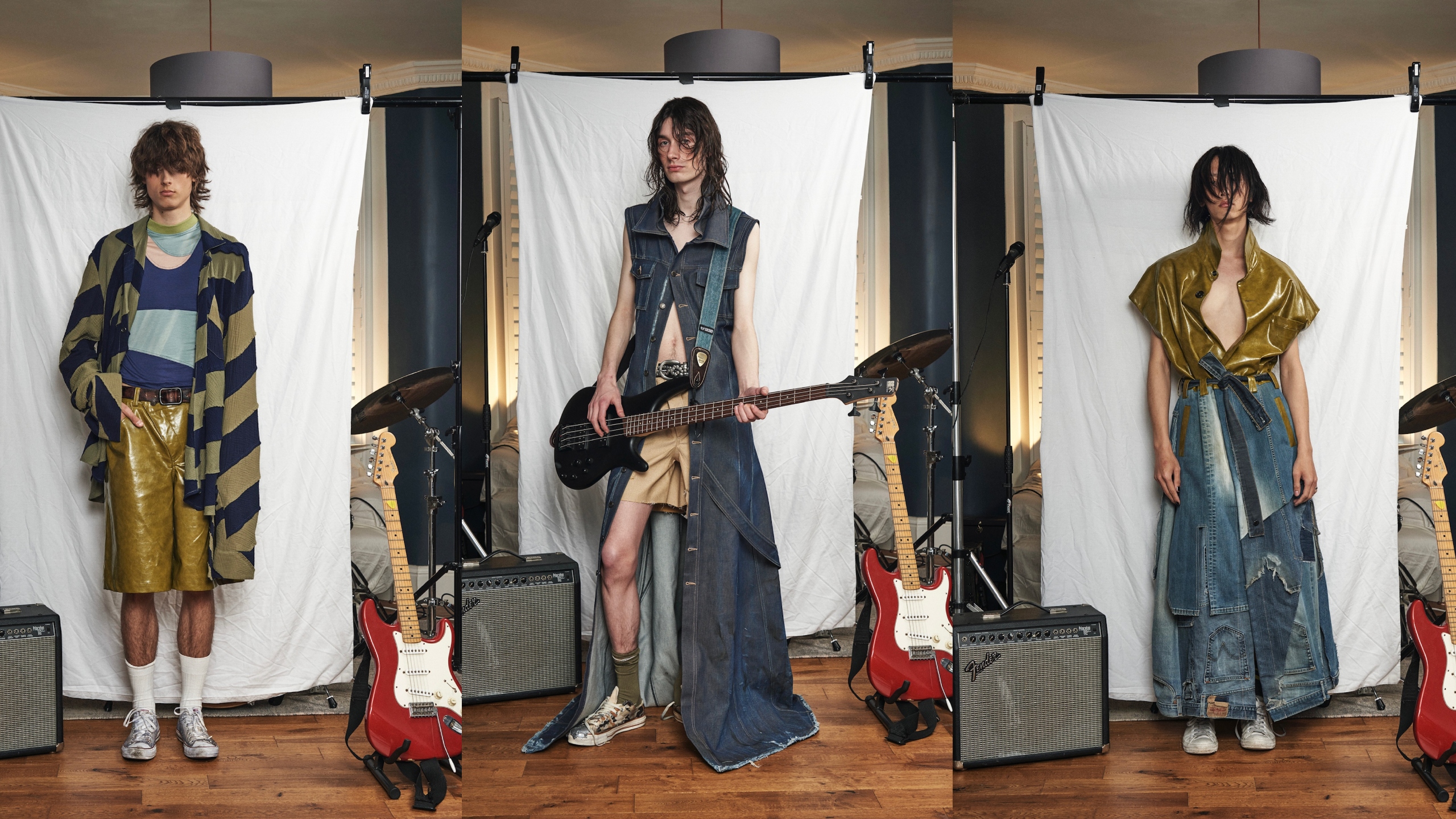 3 looks for male musician with amp and guitar in background.