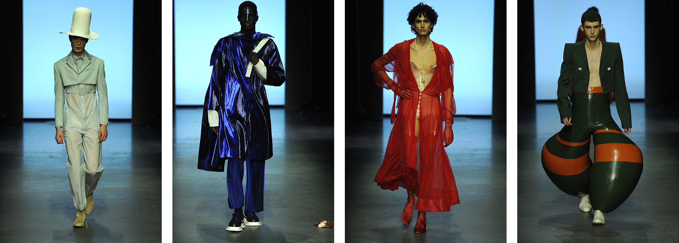 Male models on catwalk