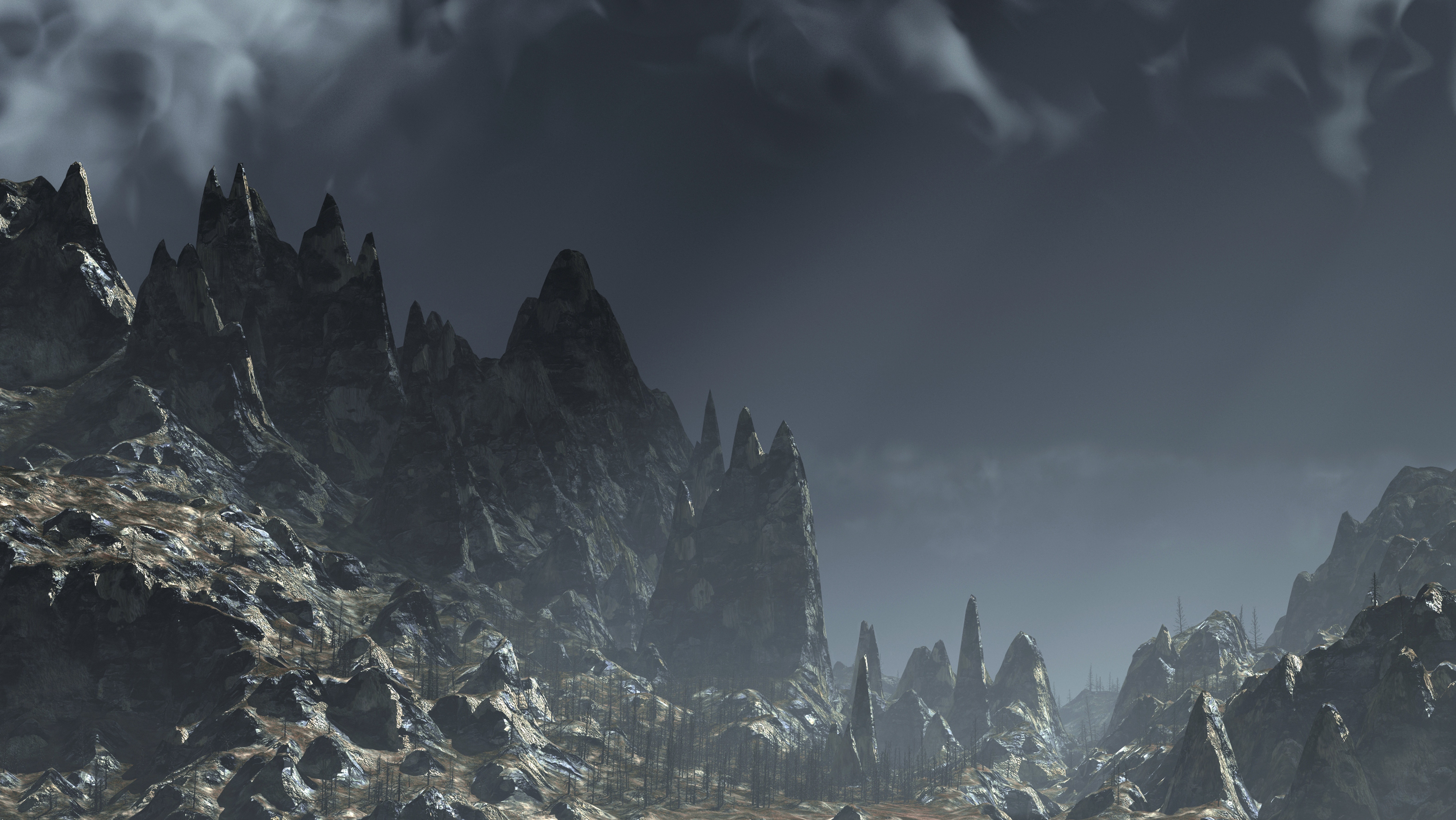 a barren mountain landscape CGI